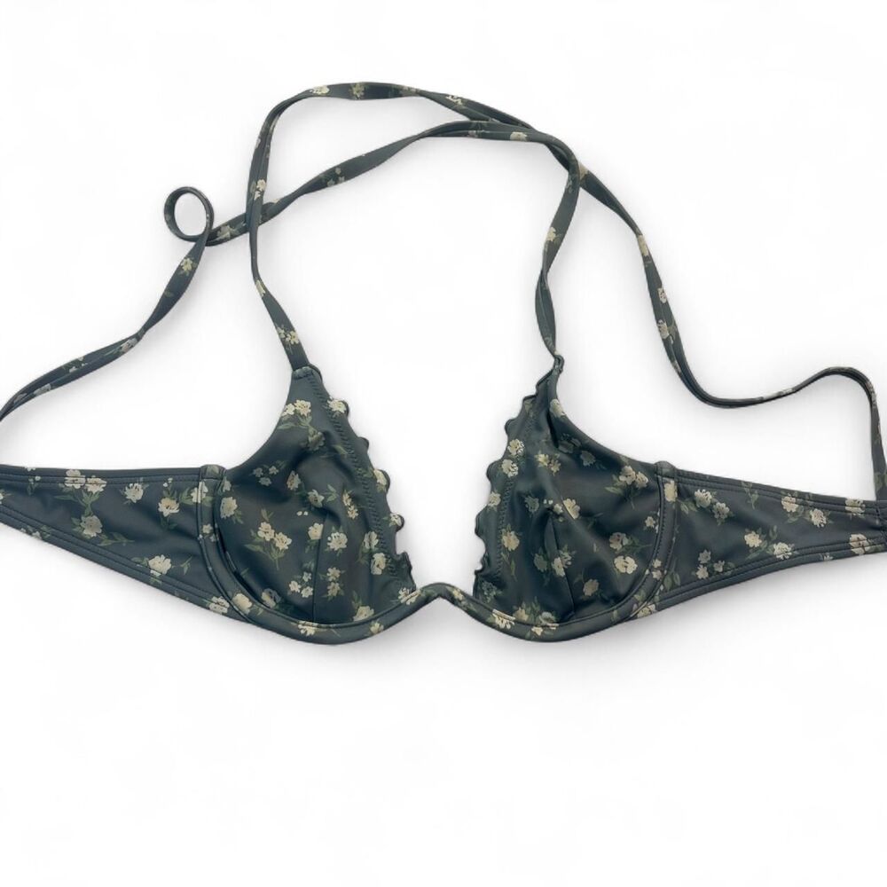 Shade & Shore Blue Floral Bikini Top Women’s Size 32B Underwire Swimwear